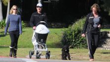 Spotted: January Jones, baby Xander Dane & the grandparents!