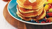 Buttermilk pancakes with winter fruit salad