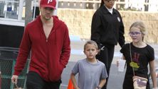 Ryan Phillippe and the kids out on the town (mini Reese Witherspoons!)