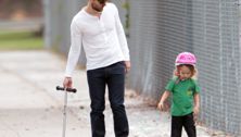Tobey Maguire hits the park with his kids (and Great Gatsby 'do)!