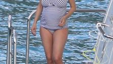 Pregnant Uma Thurman on a yatch in St. Barts!