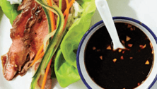 Leftover steak and lettuce roll-ups