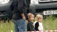Angelina Jolie brings the twins to work (Maleficent!)