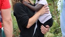 At the farmers' market: Jillian Michaels & family