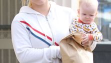 Hilary Duff takes baby Luca (in a onesie!) to breakfast