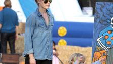 Ali Larter and Theodore at the pumpkin patch!