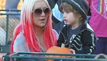 Christina Aguilera and Max at the pumpkin patch