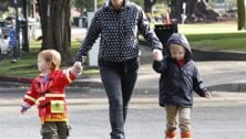 Amy Poehler takes the boys to school