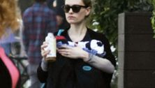 Anna Paquin walks twins in a double baby carrier: Photos!