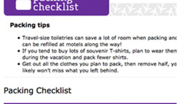 Packing list - Today's Parent