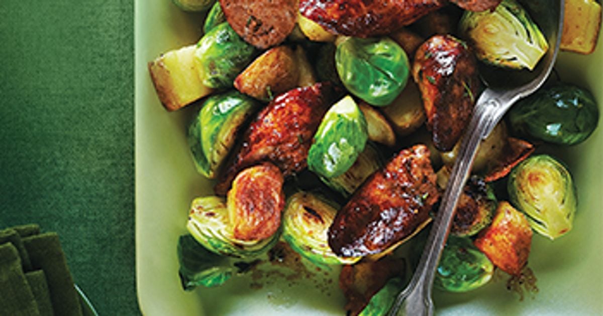 Cider-Sautéed Sausages with Potatoes and Brussels Sprouts recipe - Today's Parent