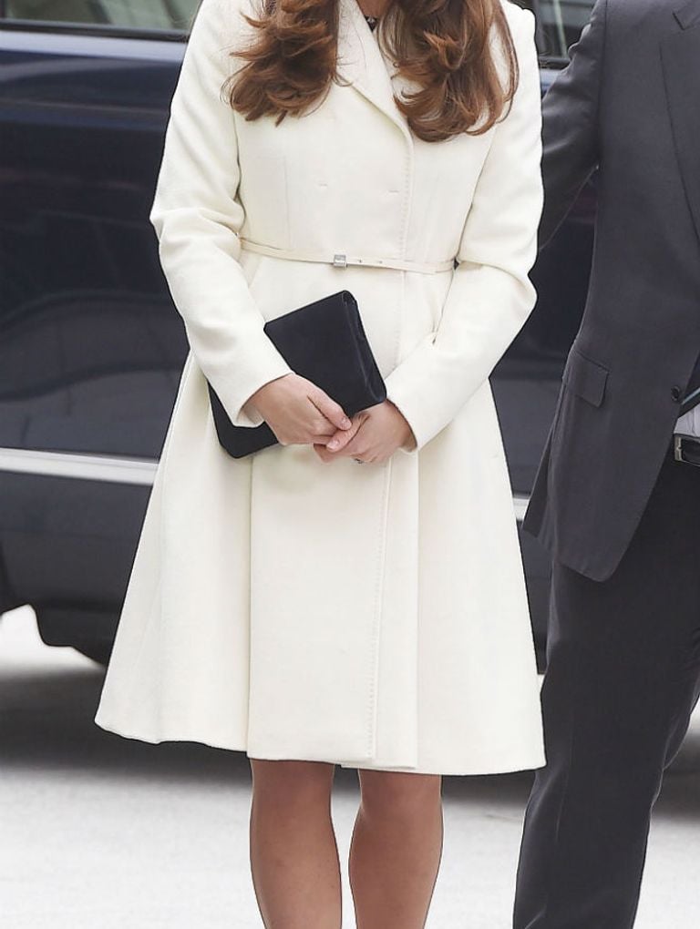 Kate Middleton white coat Jimmy Choos