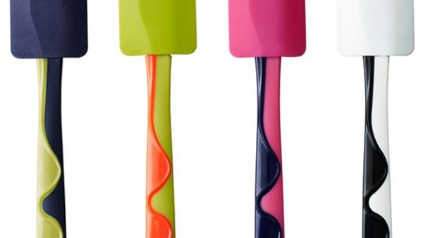 Four multicoloured rubber spatulas