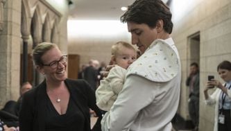 My first day back at work at Parliament—with my 10-week-old baby
