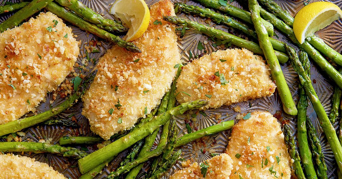 Chicken cutlets and roasted asparagus sheet pan recipe Today's Parent