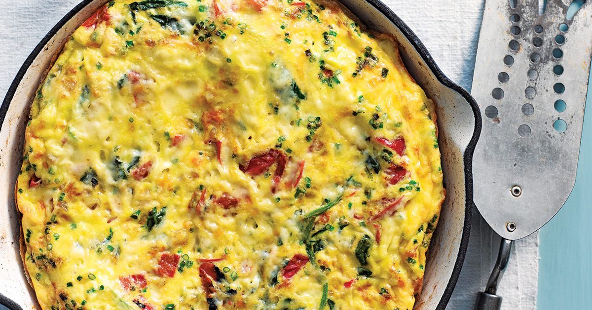 Frittata with Ricotta, Roasted Red Peppers, Baby Spinach and Herbs - Today's Parent