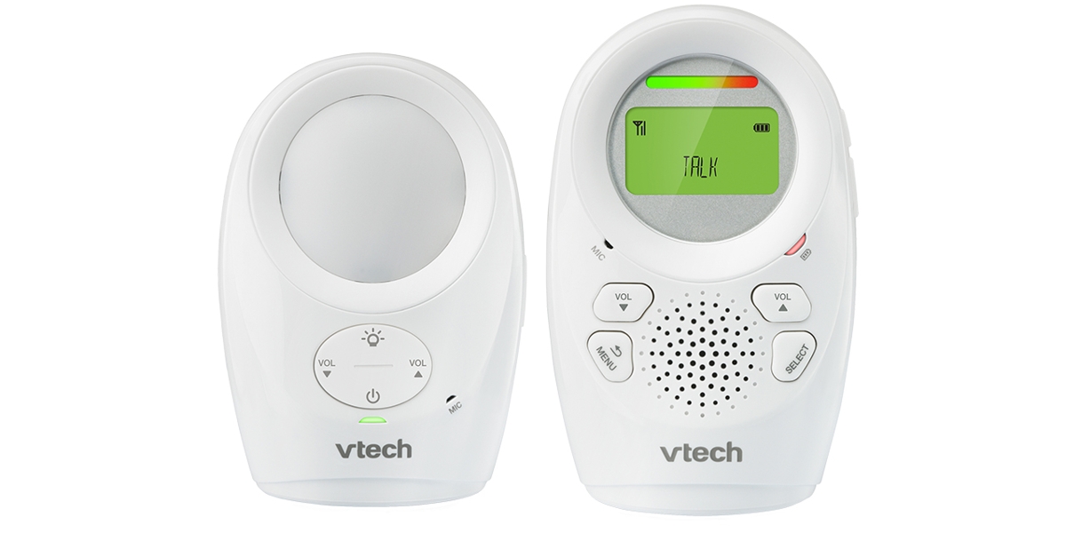 Vtech Digitales Audio-Babyphon DM1111 – DECT-Technologie, Geräuschpegelanzeige, Gürtelclip u. v. m. – Mit Eltern- und Babyeinheit