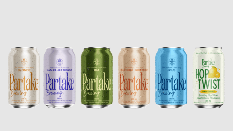 A variety pack of Partake non-alcoholic beers. 