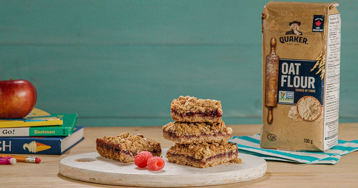 Anna Olson’s Quaker Oat Flour Jam Streusel Squares make the perfect