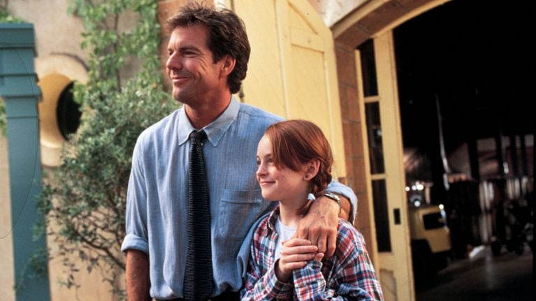Lindsay Lohan in 1998's The Parent Trap, playing twins in a fencing scene