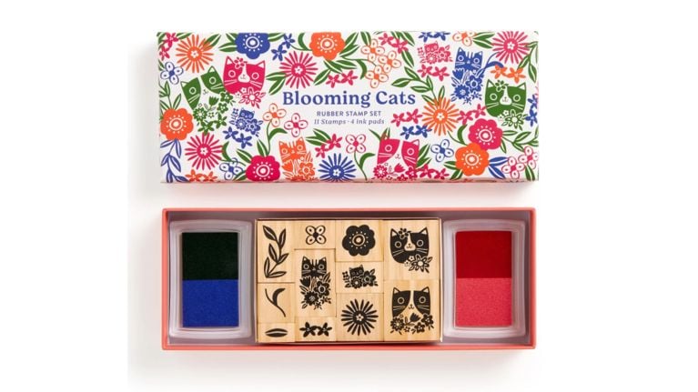 Galison Blooming Cats Rubber Stamp Set
