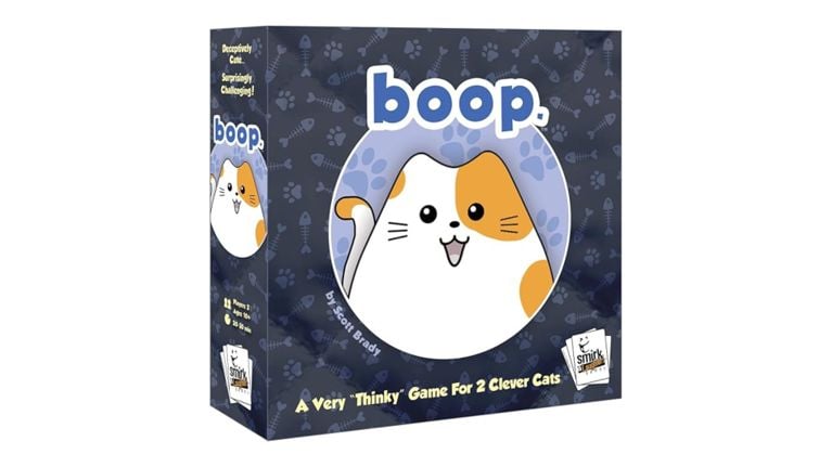 Box for boop., a strategy board game for two players featuring a cute orange and white calico cat.