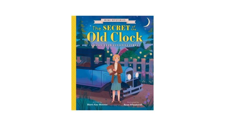 Book cover for "The Secret of the Old Clock," a Nancy Drew detective story by Marci Kay Monson.