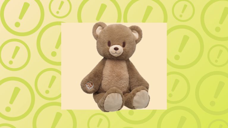 Classic brown plush teddy bear with tan accents and a "Build-A-Bear" paw patch.