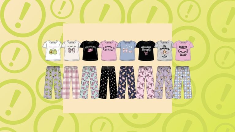Cream-colored pleated horizontal window blinds shown against a background covered in yellow exclamation warning icons.