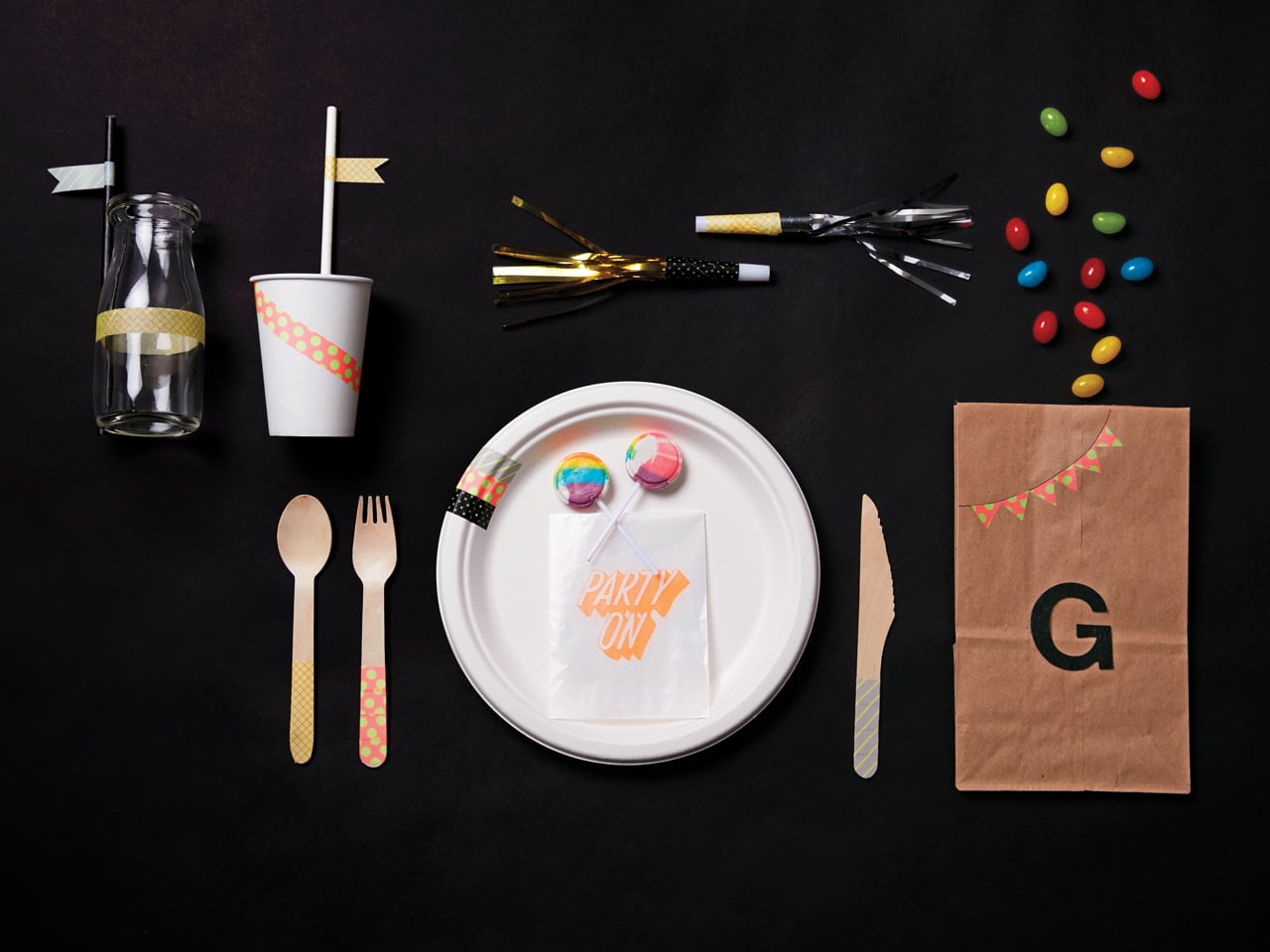 paper plates with washi tape