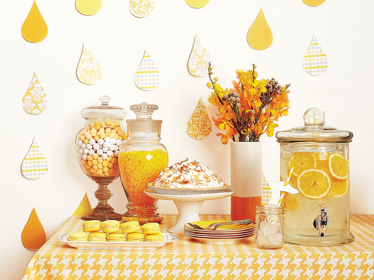 Table spread for a raindrop party