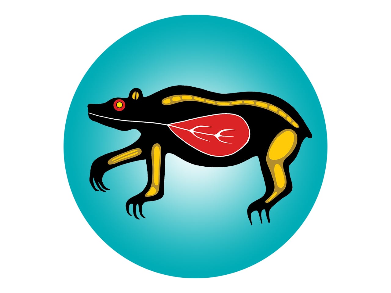 Illustration of a bear in an Indigenous art style