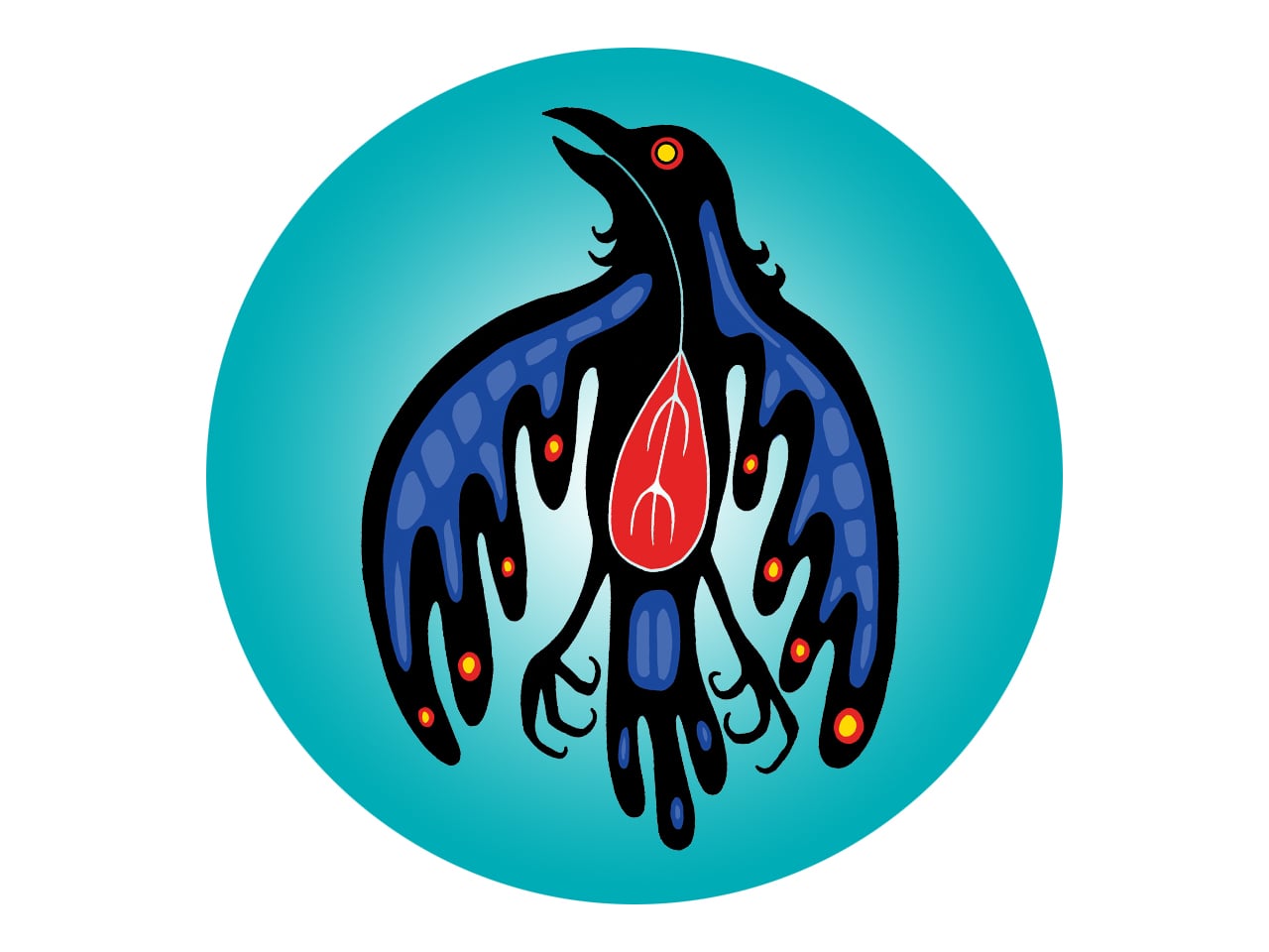 Illustration of a raven in an Indigenous art style