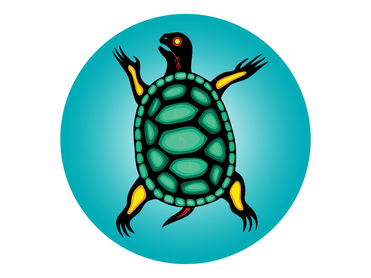 Illustration of a turtle in an Indigenous art style