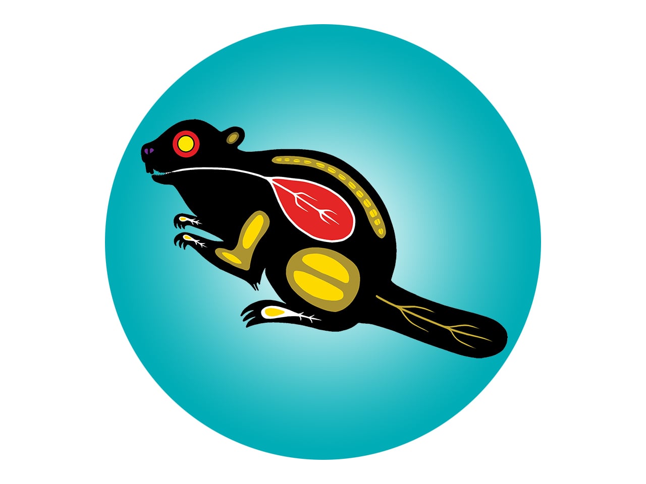 Illustration of a beaver in an Indigenous art style