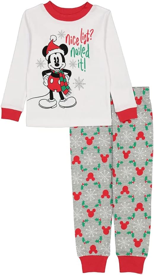 Disney Unisex Child 2-Piece Snug-Fit Cotton Holiday Pajama Set