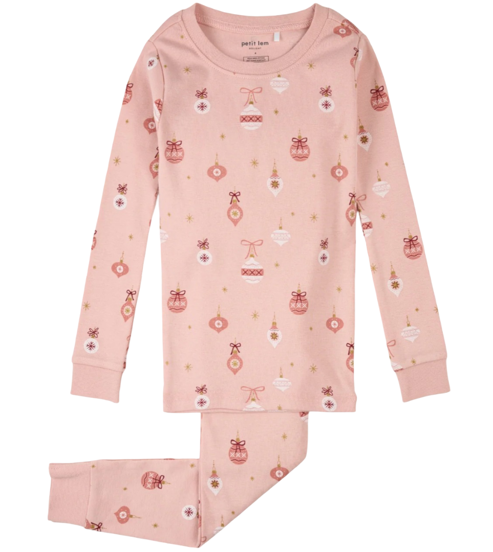 Petit Lem Ornaments Print on Rose PJ Set