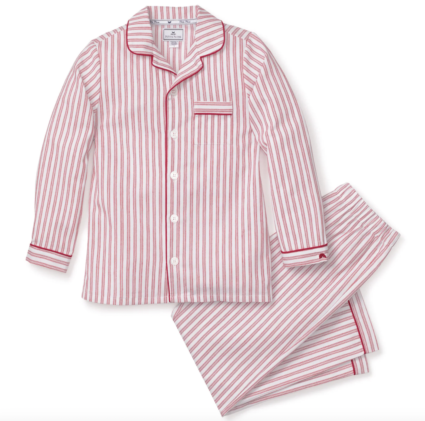 Petite Plume Kids' Red Ticking Two-Piece Pajamas