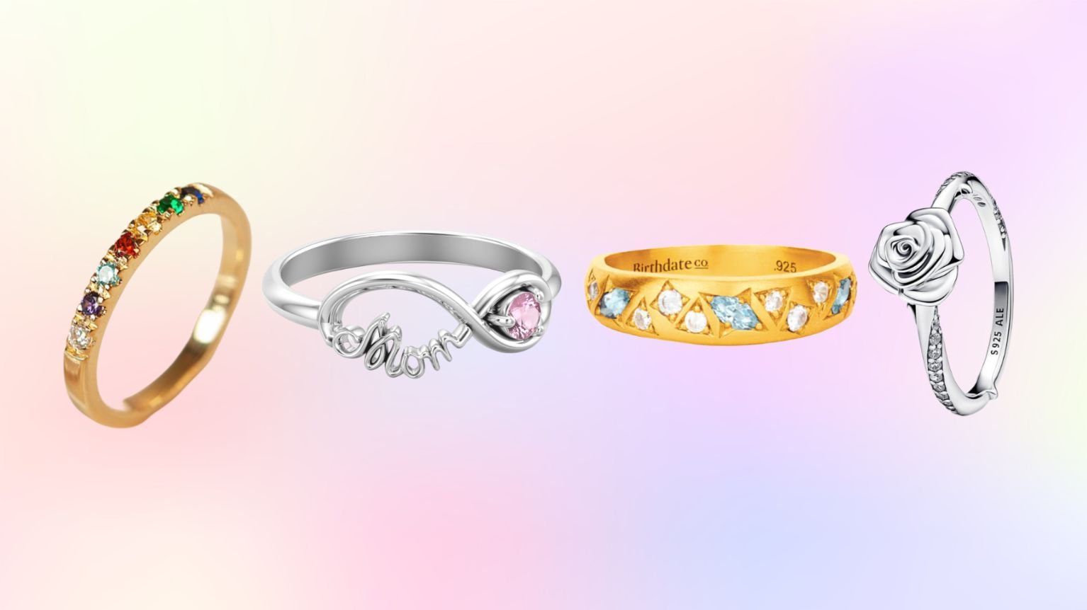 925 Silver Personalized Birthstone Ring, mother's day rings