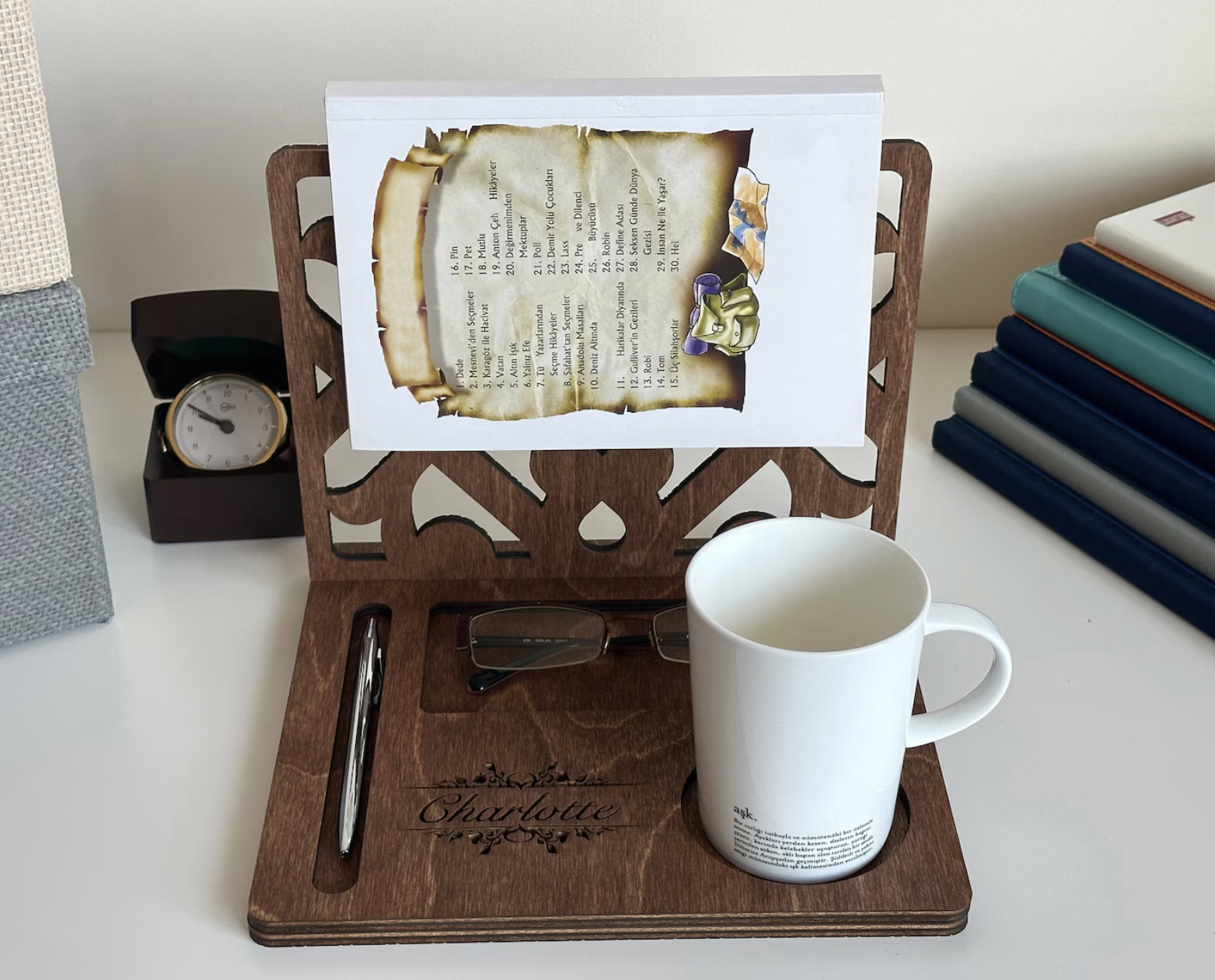 Serdar Wood Personalized Wooden Book Stand