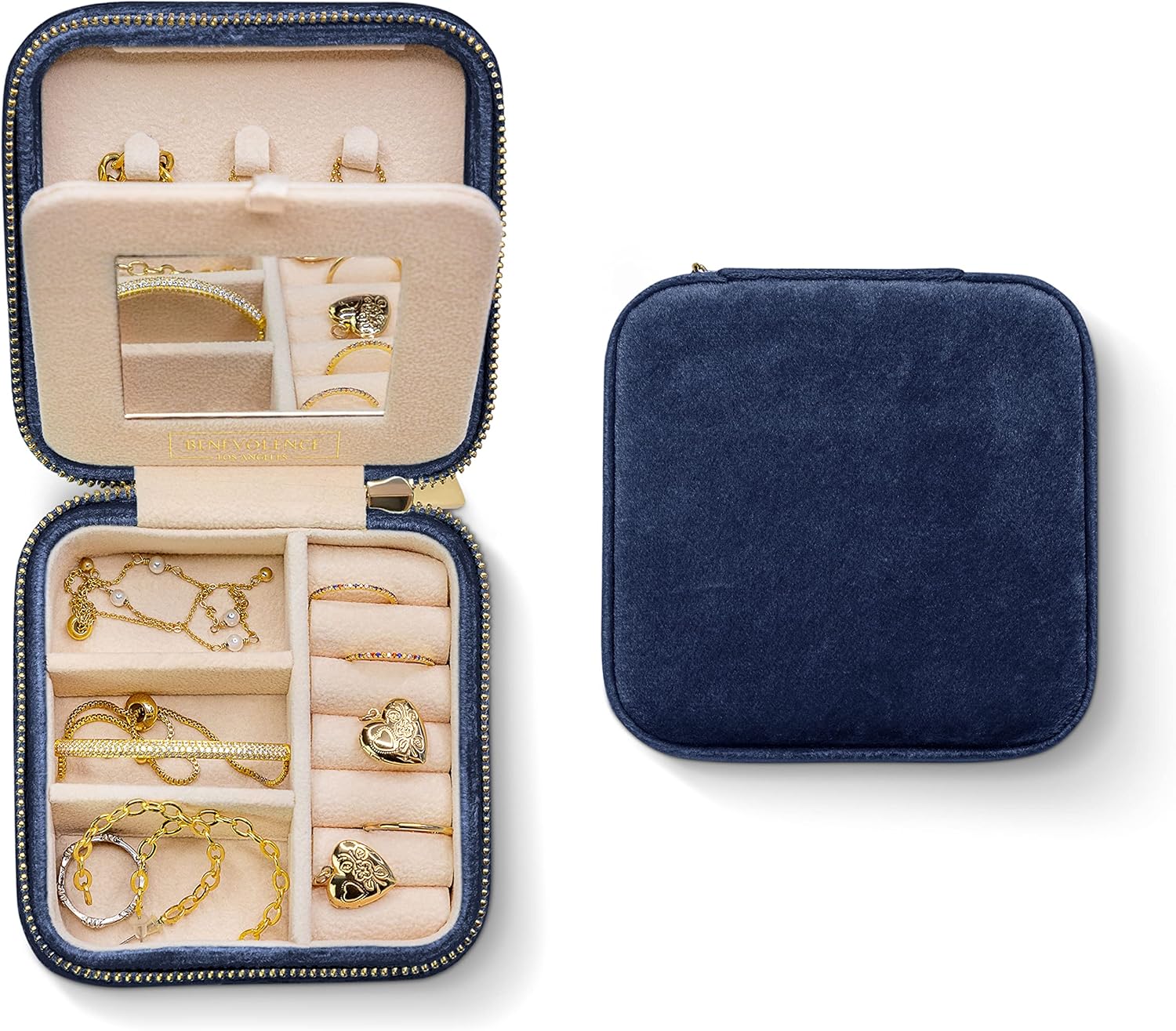Benevolence LA Plush Velvet Travel Jewelry Storage Box