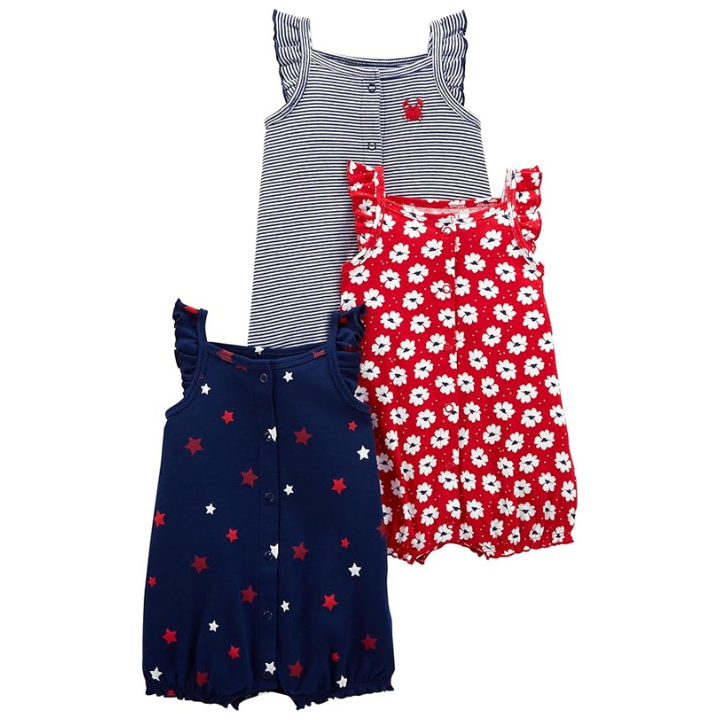 Simple Joys by Carter’s Baby Girls Snap-Up Rompers 3-Pack