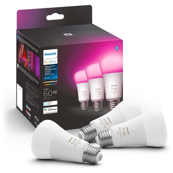 Philips Hue A19 LED Smart Light Bulb 3-Pack