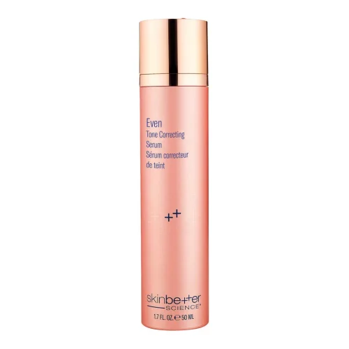 Sleek rose-gold bottle of Skinbetter Science Even Tone Correcting Serum, a 50 ml skincare product designed to reduce the appearance of uneven skin tone.