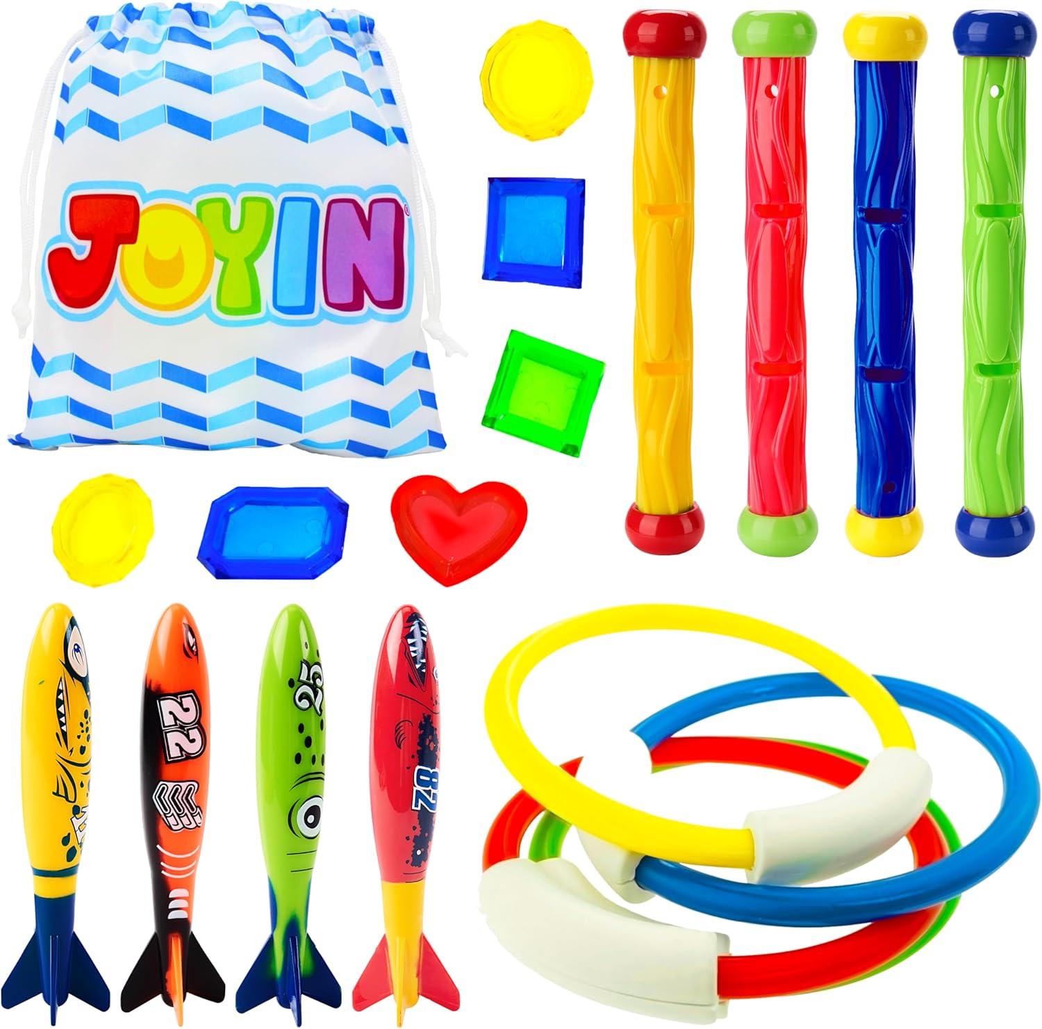 JOYIN 18-Piece Diving Pool Toys for Kids